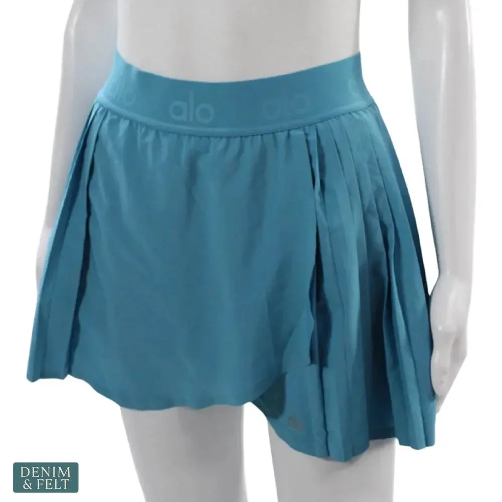 Alo Yoga Aces Tennis Skirt Shorts‎ Blue Splash Wrap Athletic Skort Size Small